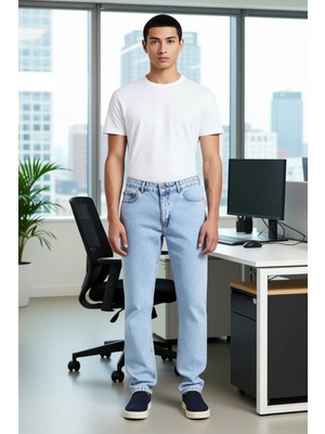 FRM Erkek Hafif Düz Paça Kot Pantolon Fonksiyonel Dayanıklı Kaliteli Konforlu Estetik Premium Şık