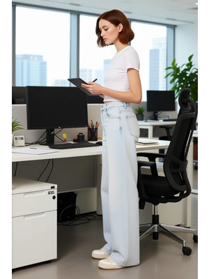 FRM Kadın Açık Wide Leg Rigid Denim Pantolon Fonksiyonel Dayanıklı Kaliteli Konforlu Estetik Şık
