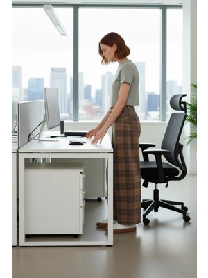 FRM Kadın Normal Bel Ekose Desenli Wide Leg Denim Pantolon Fonksiyonel Dayanıklı Kaliteli Spor