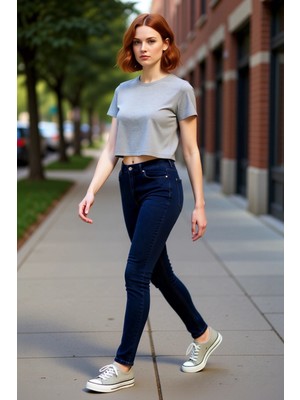 PayBuy Kadın Gece Yüksek Bel Dar Paça Denim Pantolon Fonksiyonel Dayanıklı Kaliteli Konforlu Spor