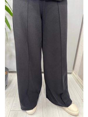 Miss Dalida Önü Dikişili Bol Paça Pantolon Siyah T25PF-7003