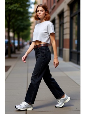 PayBuy Kadın Açık Yüksek Bel Düz Kesim Denim Pantolon Fonksiyonel Dayanıklı Kaliteli Konforlu Şık
