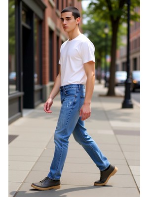 PayBuy Erkek Açık Yırtık Detaylı Slim Fit Kot Pantolon Fonksiyonel Dayanıklı Kaliteli Konforlu Şık