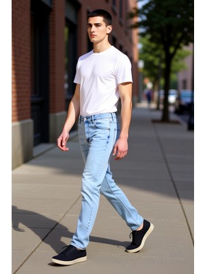 PayBuy Erkek Açık Dar Paça Fermuarlı Kot Pantolon Fonksiyonel Dayanıklı Kaliteli Konforlu Estetik