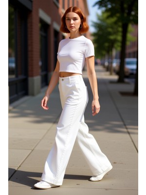 PayBuy Kadın Geniş Paça Düğmeli Denim Pantolon Fonksiyonel Dayanıklı Kaliteli Konforlu Estetik Şık