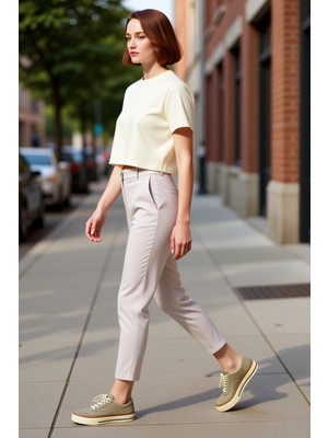PayBuy Kadın Cigarette Kesim Düz Dokuma Kumaş Pantolon Fonksiyonel Dayanıklı Kaliteli Konforlu Şık