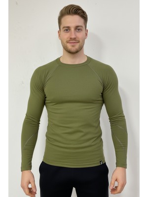 Scorp Thermo-Fit Erkek Termal Içlik Alt Kayak Içliği Bisiklet Yaka Askeri Haki Yeşil