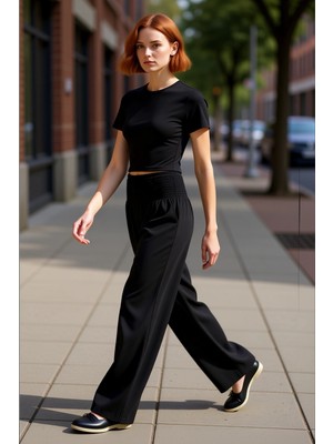 PayBuy Kadin Etnik Desenli Yüksek Bel Lastikli Paça Pantolon Fonksiyonel Dayanıklı Kaliteli Rahat