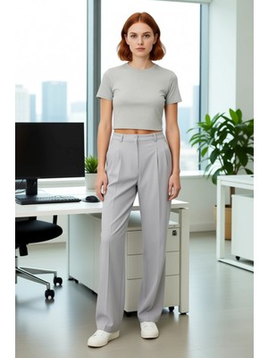 FRM Kadın Straight Fit Dokuma Kumaş Pantolon Fonksiyonel Dayanıklı Kaliteli Konforlu Estetik Şık