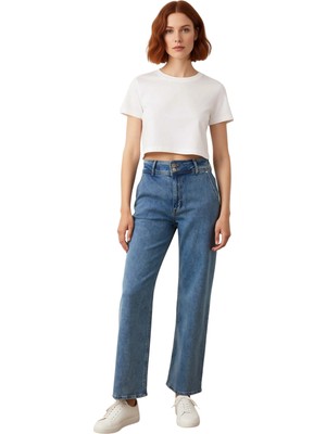 Ersefa Kadın Comfort Straight Denim Pantolon Yüksek Bel Fonksiyonel Dayanıklı Kaliteli Konforlu Şık