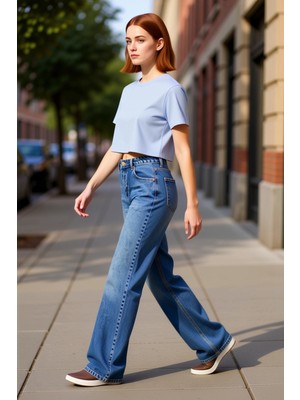 PayBuy Kadin Antrasit Genis Paça Denim Pantolon Fonksiyonel Dayanıklı Kaliteli Konforlu Estetik Şık