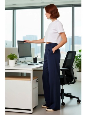 FRM Kadın Haki Wide Leg Pilili Pantolon Fonksiyonel Dayanıklı Kaliteli Konforlu Estetik Modern
