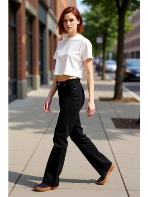 PayBuy Düşük Bel Flare Kot Pantolon Kadın Fonksiyonel Dayanıklı Kaliteli Konforlu Estetik Premium