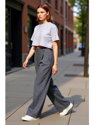 PayBuy Kadın Geniş Paça Dokuma Kumaş Pantolon Fonksiyonel Dayanıklı Kaliteli Konforlu Estetik Şık