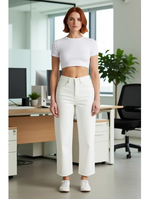 FRM Kadın Dikiş Detaylı Yüksek Bel Uzun Jean Pantolon Fonksiyonel Dayanıklı Kaliteli Konforlu Şık