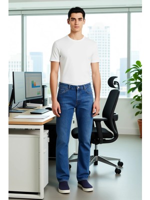 FRM Kadın Straight Fit Denim Pantolon Yüksek Bel Fonksiyonel Dayanıklı Kaliteli Konforlu Rahat