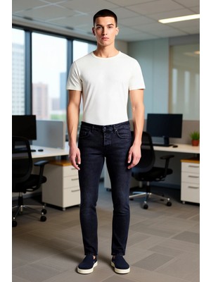 FRM Erkek Cool & Comfort Skinny Fit Denim Pantolon Eskitme Fonksiyonel Dayanıklı Kaliteli Spor