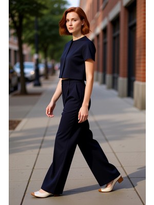 PayBuy Kadın Haki Yüksek Bel Geniş Paça Pilili Dokuma Pantolon Fonksiyonel Dayanıklı Kaliteli Şık