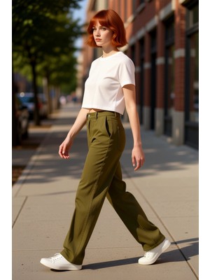 PayBuy Kadın Yüksek Bel Bol Kesim Keten Pantolon Fonksiyonel Dayanıklı Kaliteli Konforlu Estetik Şık