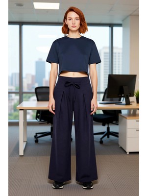 FRM Kadın Geniş Paça Pilili Fermuar Kapamalı Pantolon Fonksiyonel Dayanıklı Kaliteli Konforlu Şık