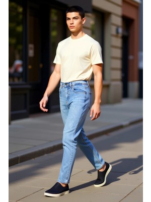 PayBuy Erkek Açık Relaxed Fit Düz Kesim Kot Pantolon Fonksiyonel Dayanıklı Kaliteli Konforlu Spor