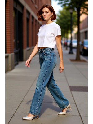 PayBuy Kadın Wide Leg Yüksek Bel Denim Pantolon Fonksiyonel Dayanıklı Kaliteli Konforlu Estetik Şık