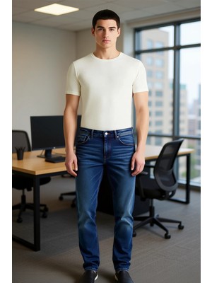 FRM Erkek Comfort Denim Pantolon Dar Paça Fonksiyonel Dayanıklı Kaliteli Konforlu Estetik Spor