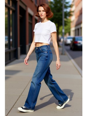 PayBuy Kadın Düşük Bel Düz Kesim Denim Pantolon Fonksiyonel Dayanıklı Kaliteli Konforlu Estetik Şık