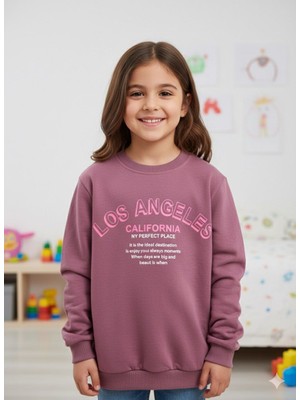 Minika Kız Çocuk Sweatshirt Baskılı Bisiklet Yaka Pamuklu