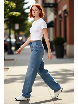 PayBuy Kadın Geniş Paça Denim Pantolon Fonksiyonel Dayanıklı Kaliteli Konforlu Estetik Premium Şık