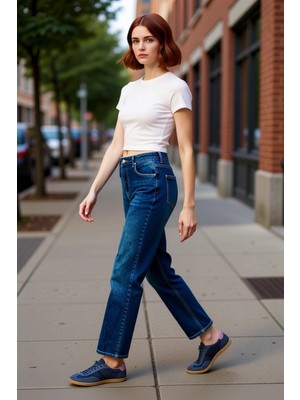 PayBuy Kadın Yüksek Bel Düz Kesim Denim Pantolon Fonksiyonel Dayanıklı Kaliteli Konforlu Estetik Şık