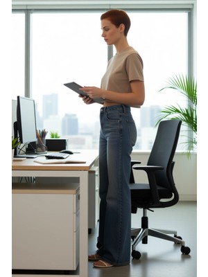 FRM Kadın Antrasit Wide Leg Denim Pantolon Fonksiyonel Dayanıklı Kaliteli Konforlu Estetik Şık