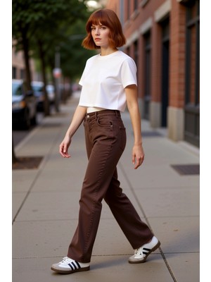 PayBuy Kadın Yüksek Bel Flare Kesim Jean Pantolon Fonksiyonel Dayanıklı Kaliteli Konforlu Estetik