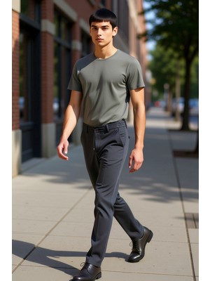 PayBuy Erkek Koyu Kahve Düz Dokulu Regular Fit Pantolon Fonksiyonel Dayanıklı Kaliteli Konforlu Şık