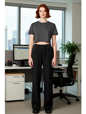FRM Kadın Dokulu Yüksek Bel Boru Paça Pantolon Fonksiyonel Dayanıklı Kaliteli Konforlu Estetik