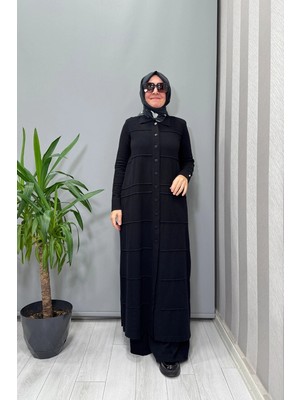 Miss Dalida Gömlek Yaka Uzun Triko Hırka Siyah T25PF-9002