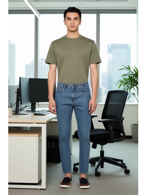 FRM Kadın Için Koyu Denim Pantolon Normal Bel Düz Paça Fonksiyonel Dayanıklı Kaliteli Konforlu