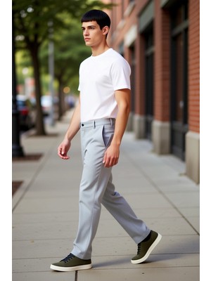 PayBuy Kadın Için Açık Slim Fit Kumaş Dokuma Pantolon Beli Bağlama Detaylı Fonksiyonel Dayanıklı Şık