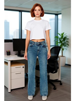 FRM Kadın Antrasit Wide Leg Denim Pantolon Fonksiyonel Dayanıklı Kaliteli Konforlu Estetik Şık