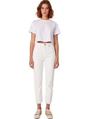 Ersefa Kadın Yüksek Bel Straight Fit Denim Pantolon Fonksiyonel Dayanıklı Kaliteli Konforlu Rahat