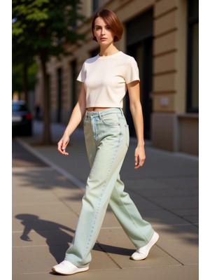 PayBuy Kadın Vintage Efekt Geniş Paça Kot Pantolon Fonksiyonel Dayanıklı Kaliteli Konforlu Modern