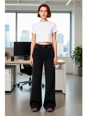 FRM Kadın Açık Comfort Denim Wide Leg Pantolon Fonksiyonel Dayanıklı Kaliteli Konforlu Estetik