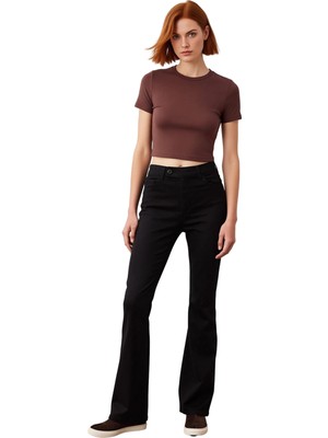 Ersefa Kadın Comfort Fit Flare Jean Pantolon Fonksiyonel Dayanıklı Kaliteli Konforlu Estetik Spor