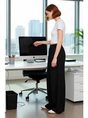 FRM Kadın Fitilli Esnek Örme Wide Leg Pantolon Fonksiyonel Dayanıklı Kaliteli Konforlu Estetik