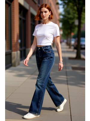 PayBuy Kadın Wide Leg Denim Pantolon Fonksiyonel Dayanıklı Kaliteli Konforlu Estetik Premium Spor