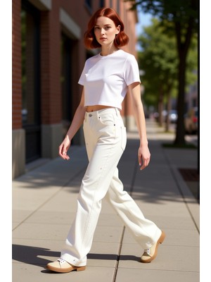 PayBuy Kadın Renkli Nakış Detaylı Wide Leg Jean Pantolon Fonksiyonel Dayanıklı Kaliteli Konforlu Şık