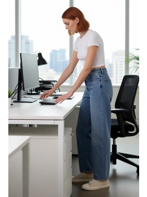 FRM Kadın Baggy Fit Yüksek Bel Kot Pantolon Fonksiyonel Dayanıklı Kaliteli Konforlu Estetik Şık