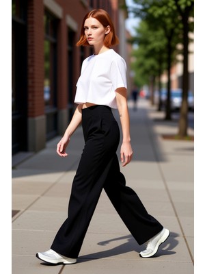 PayBuy Kadın Geniş Paça Yüksek Bel Pantolon Modern Kesim Fonksiyonel Dayanıklı Kaliteli Konforlu Şık