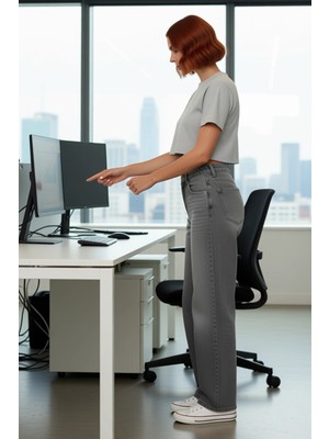 FRM Kadın Yüksek Bel Barrel Kesim Denim Pantolon Fonksiyonel Dayanıklı Kaliteli Konforlu Rahat