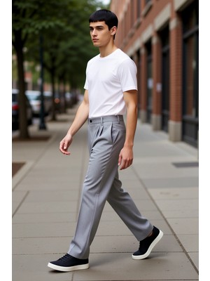 PayBuy Erkek Antrasit Pileli Baggy Fit Kumaş Pantolon Fonksiyonel Dayanıklı Kaliteli Konforlu Şık